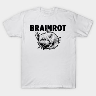 Brainrot Cat - Trippy Cartoon Cat Head Retro Psychedelic Art T-Shirt